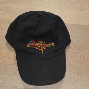 Black Cap with Colorful Flag Embroidered Snake Design
